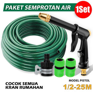 GEMUK Selang Air Cuci Motor 30 Meter Sepaket Selang Air Benang Anti Lumut Cuci Motor Cuci Mobil Siram Tanaman Dengan Watergun Jet Spray Kencang Lengkap Dengan Konektor Keran