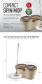 Bộ cây lau nhà vắt 360 độ Lock&Lock Compact Spin Mop - ETM466 - Màu nâu - Thép không gỉ - Hàng chính hãng. 