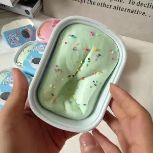 GJURD Slow-rebound Ice Cream Cake Squeeze Toy Bread Shaped 3D Squishy Fidget Toy Fidget Gift Kneading Sticky Box Cake Squishy Toy Office Desk Toy