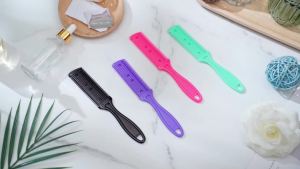 Maitys 3 Pcs Razor Combs for Hair Cutting with 12 Blades Black Double Sided Razor Hair Styling Scissors Comb Split end Trimmer for Salon & Home