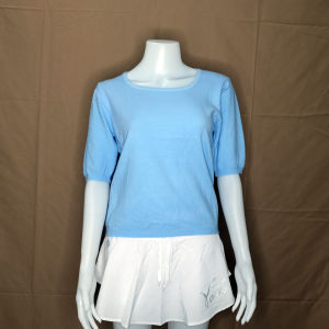 Gakki เสื้อยืดแขนสั้น เสื้อไหมพรมคอวี สไตล์เกาหลี ผ้านิ่มใส่สบาย ฟรีไซส์ สีพื้นพร้อมส่ง A023#