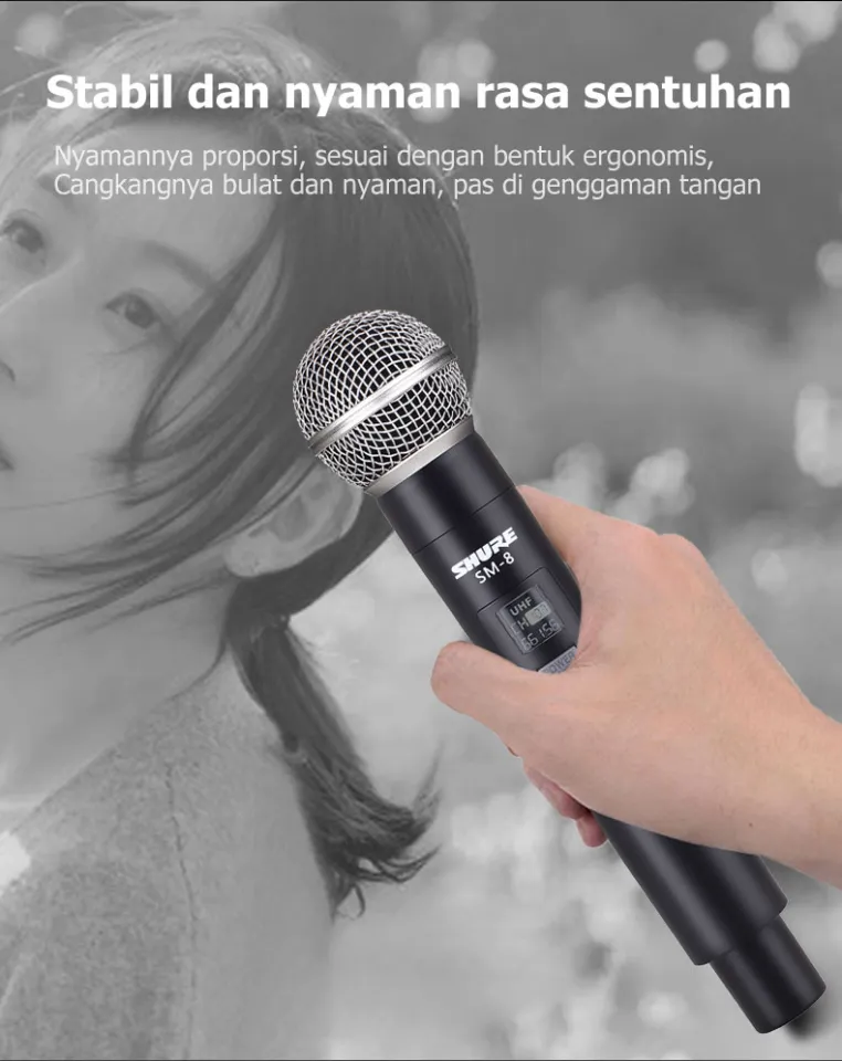 mic wireless shuer original SM 8 vocal suara terbaik Dual handheld