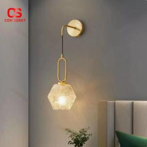Đèn Tường Thuỷ Tinh Hình Lục Giác Chiếu Sáng Phòng Ngủ Có 3 Chế Độ Sáng Hiện Đại