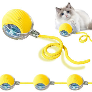 Kebidumei Cat Interactive Ball Toy Automatic Rolling Ball with Tail Rechargeable Smart Pet Interactive Toy Intelligent Mouse for Cat