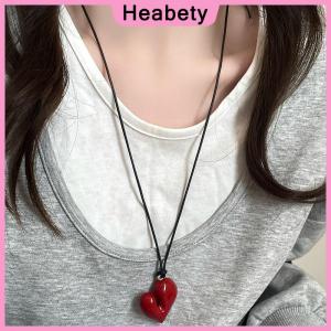 Heabety Fashion Irregular Heart Pendant Necklace For Women Girls Sweet Adjustable Pull-out Sweater Chain Jewelry Accessories Gifts