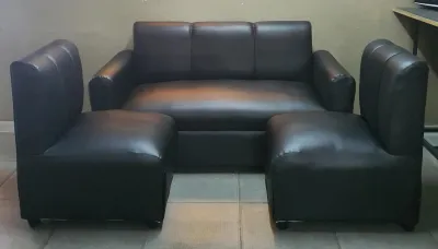 SOFA SET BLACK LEATHER URATEX FOAM / COD ONLY !!!!