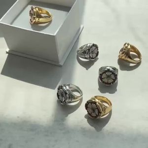 Queen Mother of the West ins Bloggers Same Style Copper Gold-Plated Enamel Glaze Medieval Re-enactment Tudor Enamel Glaze Rose Pattern Ring