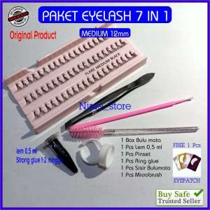 PAKET Eyelash Extension STRONG GLUE 7 in 1 Tahan 1-2 Minggu (Free Eyepad)
