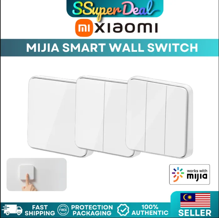 Xiaomi Mijia Smart Wall Switch Single Double Key Works with BLE Mesh Gateway Intelligent Linkage Remote Control