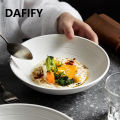 Chef's Selection Porcelain Dinnerware Wide Rim Soup Bowls Bright White Embossed Line Pasta Bowl. 