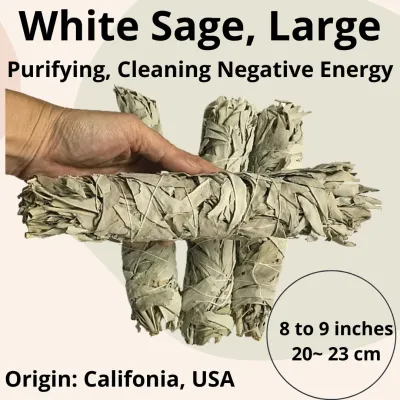 SI White Sage Smudge Stick 9~10 inch (California) Purifying Cleaning Negative Energy ~ 150GM