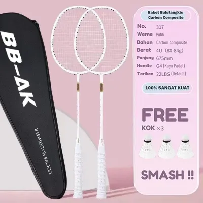 Raket Carbon/Badminton Racket GR 520 Silver Termasuk Senar Plus Cover