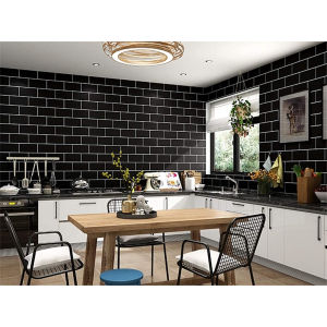 Wallpaper Dinding Motif Bata Hitam Ukuran panjang 8 s/d 9 meter x lebar 45cm