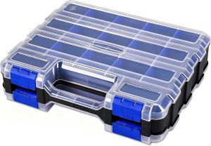 Tools Organizer Box Big Parts Storage Box 34-Compartment Double Side Hardware Organizers Plastic Dividers for Screws Nuts Na