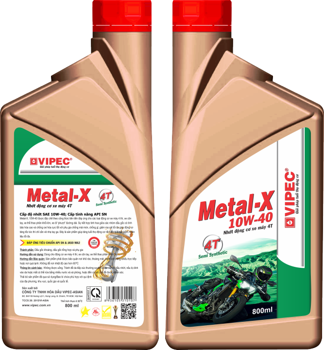 Nhớt động cơ xe gắn máy 4 thì - VIPEC METAL-X 4T; (800ml); 10W-40/SN ...