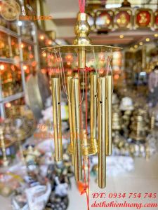 Chuông gió 6 ống bằng đồng phong thủy cỡ bé (Chiều dài ống 11cm)