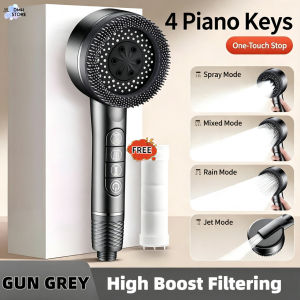 SG Stock Hand Shower Head with Body Massage Brush High Pressure Water Saving One‑click Stop Water Handheld Shower Nozzle