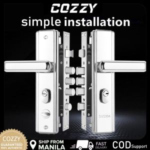 4 Latch Main Doorknobs Doors Lock set Sus304 Stainless steel panel Security Door House for Apartment