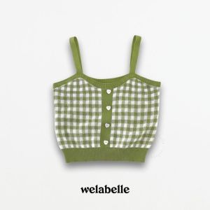Welabelle Zia Tank Top Plaid Crop / Atasan Rajut Kotak (T10)