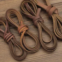 Braided Leather Cord ø 3 - 4 mm - Natural