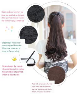 🔥🔥Roman Holiday Ponytail Wigs For Kids Toupee Extensions Ponytail Short Curly Synthetic Material With Clip COD