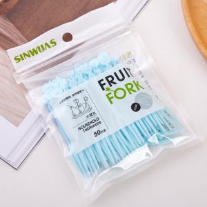 50pcs/set Disposable  Food Plastic Afternoon Tea Fruit Cake Disposable Tableware Fruit Forks