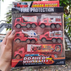 Mainan Edukasi Anak Laki Laki Mobil Pemadam Kebakaran Pull Back Set Lengkap 0028 A5 | Mainan Terbaru Pemadam Kebakaran Bravery The Series Of Game Isi 5 Pcs | Mainan Anak Terbaru Bahan Plastik Tebal | Mainan Anak Murah Meriah Mobil Pemadam