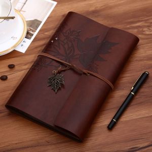 RGFV STORE Da PU Sổ tay du lịch cổ điển Giấy kraft A7/A6/A5 Sổ tay hoài cổ Sổ tay hoài cổ Chất kết dính Sổ tay xoắn ốc Nhật Ký Nhật Ký