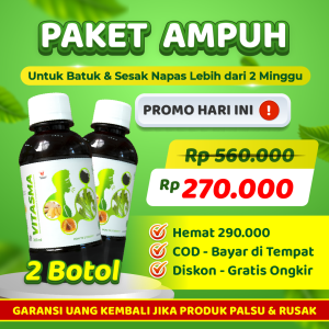 Madu Herbal Vitasma - Solusi Tepat Atasi Batuk dan Sesak Nafas Lebih Dari 2 Minggu Dengan Paket Ampuh 2 Botol Diminum 2x Sendok Makan Sehari Khasiat Akan Terasa Dalam 7 Hari