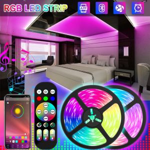 5M LED Strip Light USB Bluetooth 5050RGB 5V 10M RGB LED Light strip Flexible LED Lamp Tape Ribbon RGB Led Lighting TV Desktop Screen BackLight Diode Tape can be cutwaterproof