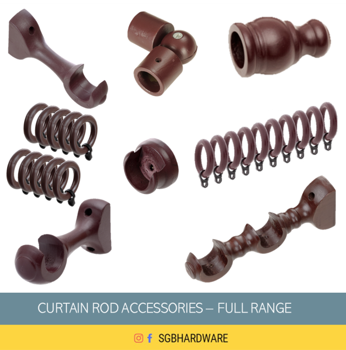 ARA Curtain Rod Accessories Bracket End Cap Rings Double Bracket Elbow