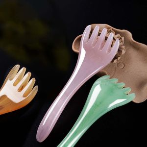 PANDORPOU Resin Gua Sha Scraper Neck Body Pressure Massage Scalp Massager Five Finger Scratcher Five-claw Comb Head Massage Comb Chinese Scraping Stick