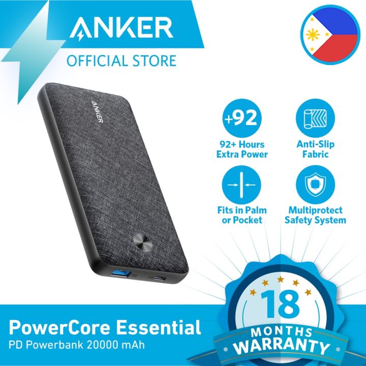 Anker PowerCore Essential 20000 PD Powerbank, Portable Charger, 20Watts, Fast