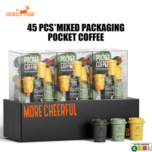 Cheerful Goat Freeze Dried Coffee Powder Cold Brew Nutri-Grade A100% ArabicaInstant Coffee Family Gift Box Set with Colored Travel Mugs 3g/pc