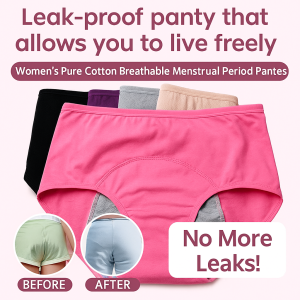 Women’s Pure Cotton Breathable Menstrual Period Leak-proof Panties Comfortable Solid Color Antibacterial Briefs