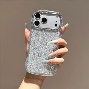 Sequin Glitter Bling Curly Wavy Bumper Phone Case For iPhone 17 16 15 14 13 Plus Pro Max Clear Diamond Camera Shockproof Cover
