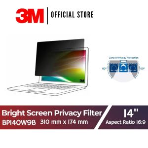 3M Bright Screen Privacy Filter for 14in Laptop 16:9 BP140W9B