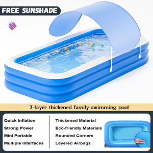 Beige Swimming Pool Family Big Size Baby / Kids Pool Sunshade canopy Pool Inflatable outdoor swimming pool Kids swimming pool