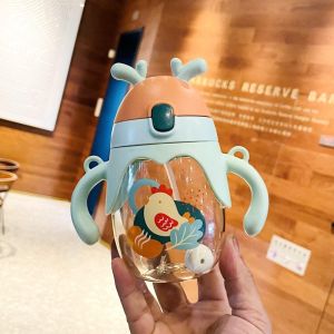 Botol Minum Anak Karakter Tanduk Lucu Botol Minum Anak Sekolah Tutup Sedotan Tali Panjang BPA FREE