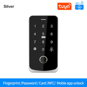 Bộ Điều Khiển Truy Cập Cảm Ứng Vân Tay Sinh Trắc Học M1 Bluetooth Không Thấm Nước Tuya App NFC RFID 13.56Mhz IC M1 Bàn Phím Điều Khiển Cửa Ra Vào