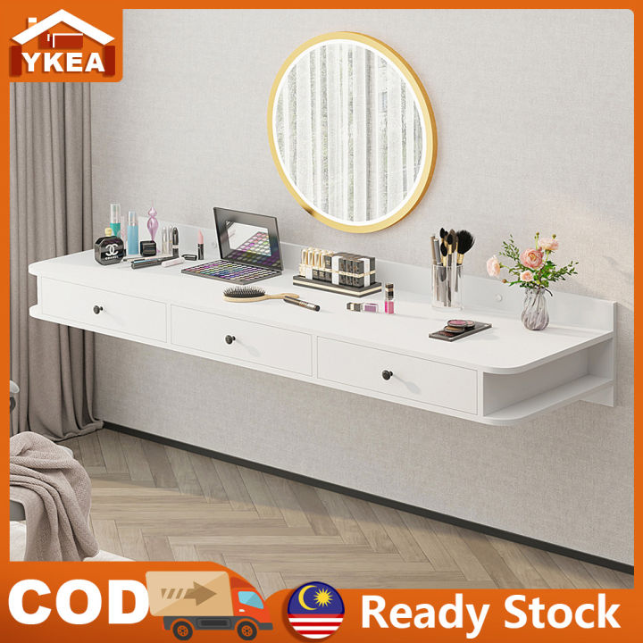 Wall mounted dressing table deals with drawers