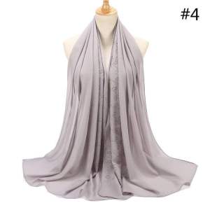 Jifang Fashion Bubble Chiffon Muslim Hijabs Shawls Women Bling Luxury Scarf Rhinestone Leaf Long Shawl Shiny Lady Large Pashmina WJ360