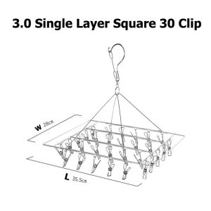 30/40 Clips Hanger With Clip Stainless steel Hanger Multi Drying Rack For Clothes Socks Underwear