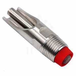 【V SKY】1/2PT Thread Pig Hog Swine Drinker Waterer Pig Drinker Waterer Steel chrome gold Red Cap Duckbilled Swine Livestock Waterer Drinkers Nipples Water Drinking Stainless Steel Automatic Pig Drinker Waterer Red Cap