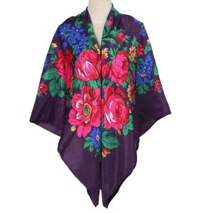 LUSIT Khăn tay Babushka Khăn vuông Nga Retro Hình vuông Khăn choàng Ukraine Sang trọng Mềm mại Khăn quấn đầu Dành cho phụ nữ