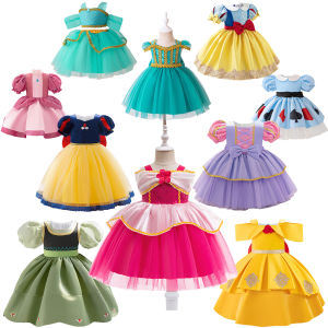 Baby Girl Princess Dress Little Child Snow White Cosplay Costume Toddler Kids Belle Elegant Gown Jasmine Rapunzel Outfits