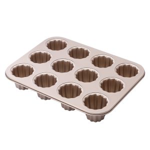BAGUO Muffin bánh ngọt Đồ nướng người Pháp bánh trứng Không dính Bánh xèo Khuôn mẫu Dụng cụ làm bánh Khuôn cannele