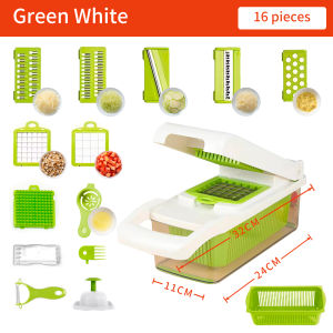 16 in 1 Multifunction Vegetable Chopper Slicer Potato Onion Graters Cutter Food Chopper Pemotong Sayur Parut Sayur 擦丝器 刨丝 切片机 切菜神器