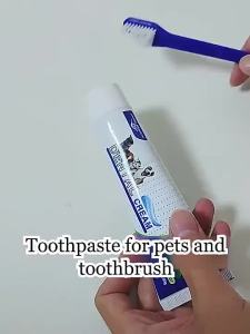 Dog Toothpaste  Toothbrush Toothpaste Set Dental Care Beef Flavor With 3 Toothbrush  Cleaning