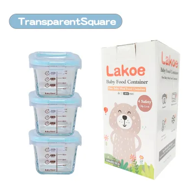 Mumystation 3PCS/Set 160ML Glass Food Container Fruit Storage baby Food Container Set Heat-Resistant Anti-Leaking
